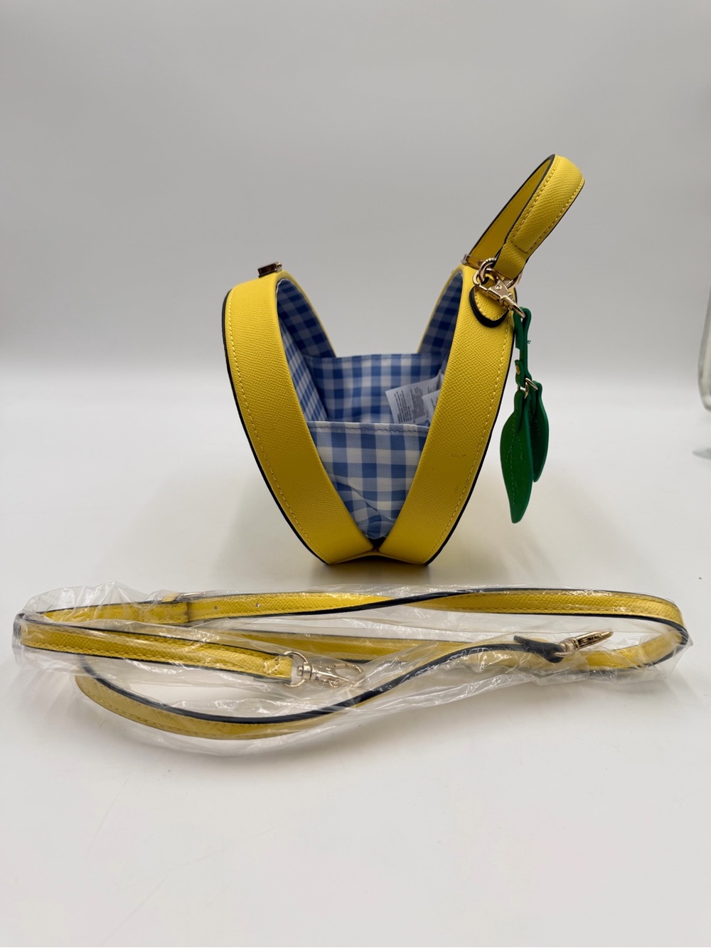 Yellow Lemon Slice Aldo Rhinestone Novelty Top-Handle Bag with Crossbody Strap - Picture 6 of 15
